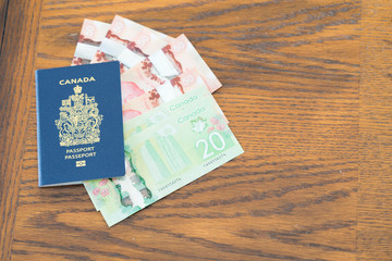 Canadian Passport with Canadian Dollars for business and holiday trip