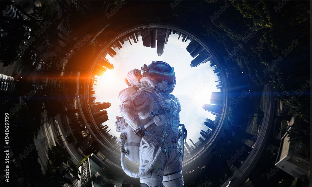 Canvas Prints space fantasy image with astronaut. mixed media