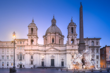 Fototapeta na wymiar Fountain of Four Rivers and Navona square, Rome