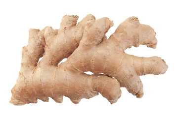 Ginger spice root on white