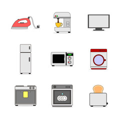 Various Home Appliance Stuffs Illustration Set