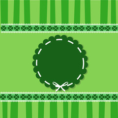 Fototapeta na wymiar Saint Patrick's Day template with clover lace and round sticker