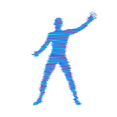 Vector man with hand up to stop. Human showing stop gesture. Silhouette of a standing man. Vector illustration.
