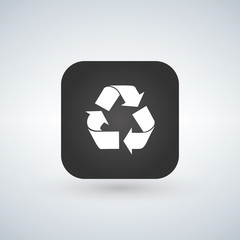 Recycle Reuse or reduce symbol over black app button. vector illustration.