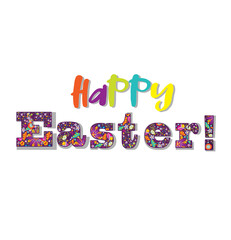 Happy Easter festive vector lettering on white background
