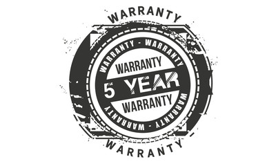 5 years warranty icon vintage rubber stamp guarantee