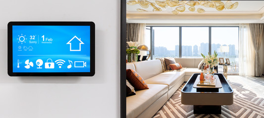 smart home system on intelligence screen with background