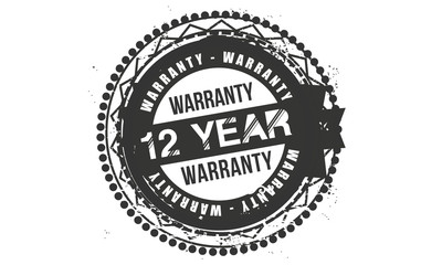 12 years warranty icon vintage rubber stamp guarantee