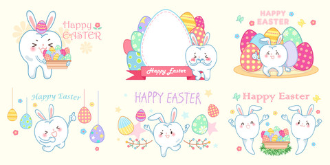 Fototapeta premium tooth with happy easter
