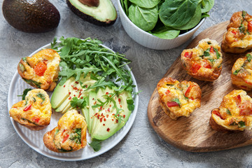 Delicious egg muffins with ham, cheese and vegetables
