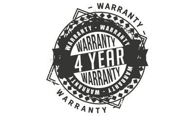 4 years warranty icon vintage rubber stamp guarantee