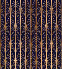Peacock feather luxury background vector. Royal gold pattern seamless for beauty spa card, art deco wedding invitation, vintage wallpaper, bridal shower party and oriental motifs design.