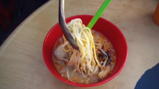 Curry noodles laksa street food