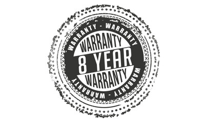Fototapeta na wymiar 8 years warranty icon vintage rubber stamp guarantee