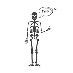 Skeleton human anatomy. halloween black skeleton isolated on white. Skeleton hand sign.