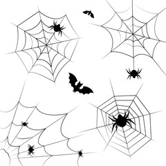 Halloween cobweb frame border and dividers isolated on white with spider web for spiderweb scary design.