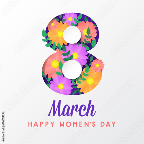 8 March Womens Day Greeting Card Poster Banner Background Stock