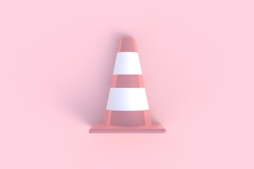 traffic cone isolated on a pink background, 3D rendering