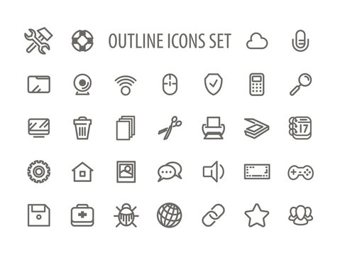 Outline Icons Set Vector Illustration