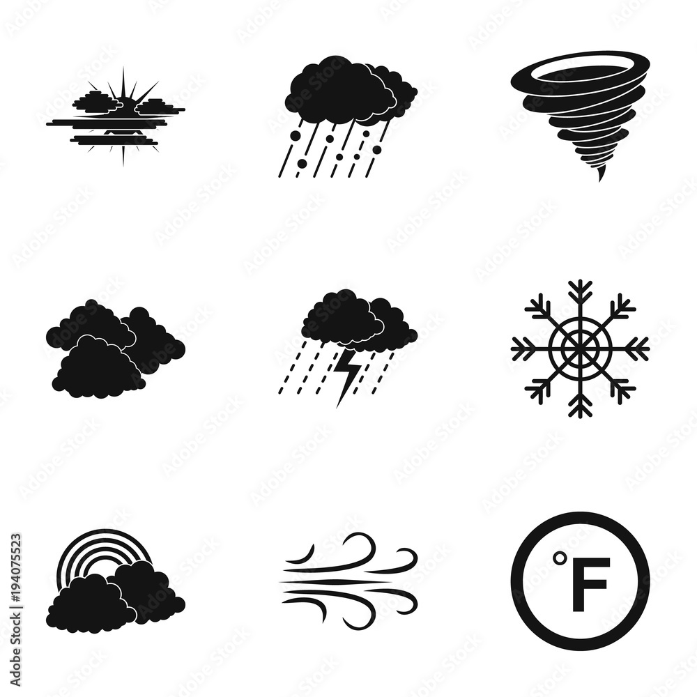 Poster Edge icons set. Simple set of 9 edge vector icons for web isolated on white background