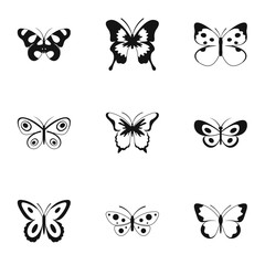 Bat icons set. Simple set of 9 bat vector icons for web isolated on white background
