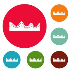 Equalizer sound effect icons circle set vector isolated on white background