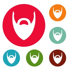 Heavy beard icons circle set vector isolated on white background