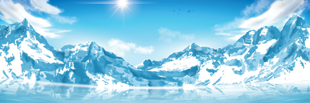 Spectacular snow mountain scenery