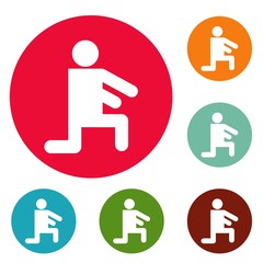 Stick figure stickman icons circle set vector isolated on white background