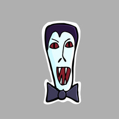 Dracula. Sticker. Hand drawn illustration.
