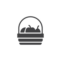 Fruit basket vector icon. filled flat sign for mobile concept and web design. Harvest simple solid icon. Symbol, logo illustration. Pixel perfect vector graphics