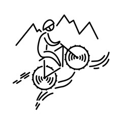 Mountain bike icon vector. Cycling. Bicycle. Thin line icon.