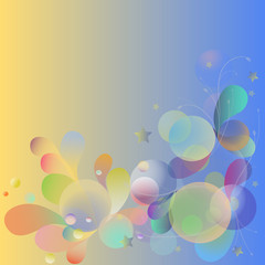 Colorful balls, bubbles, stars abstract background. Abstract space, disco for design, can be used for wallpapers, fills drawings, web page background, surface texture, textiles.