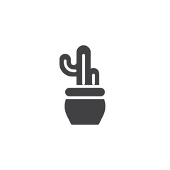 Cactus in flowerpot vector icon. filled flat sign for mobile concept and web design. Peyote simple solid icon. Symbol, logo illustration. Pixel perfect vector graphics