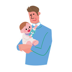 赤ちゃんを抱っこする男性　イラスト
