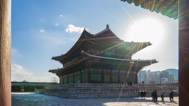 Gyeongbokgung Palace in Seoul, South Korea Time Lapse 4K