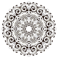 Ornamental round organic pattern, circle background with many details, can be used for wallpaper, pattern fills, background,surface textures, mandala. Traditional Oriental pattern.