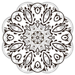 Ornamental round organic pattern, circle background with many details, can be used for wallpaper, pattern fills, background,surface textures, mandala. Traditional Oriental pattern.