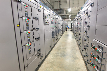 Electrical switchgear room,Industrial electrical switch panel.