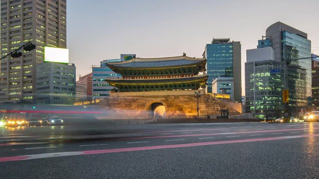 Timelapse of Namdaemun Gate in Seoul, South Korea Time Lapse 4K