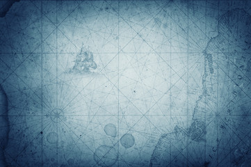 Pirate and nautical theme grunge map background.