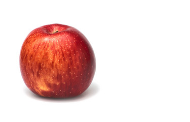 Red apple isolated on white background. Fresh raw organic fruit.