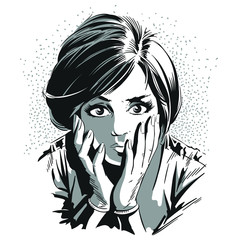 Surprised beautiful girl. Stock illustration.