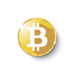 Block chain bitcoin sticker for web or print. Bitcoin crypto currency blockchain flat a colored triangular background.