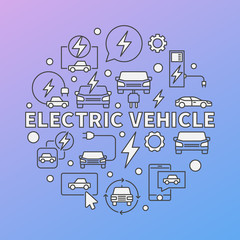 Electric Vehicle modern round illustration