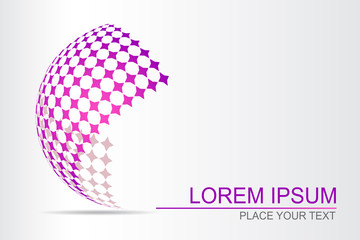 Logo stylized spherical surface with abstract shapes