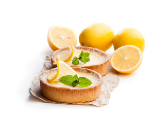 Fototapeta na wymiar Mini lemon tarts isolated on white