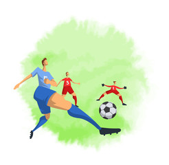 Obraz na płótnie Canvas Soccer football players in abstract flat style. Vector illustration, isolated on white background.