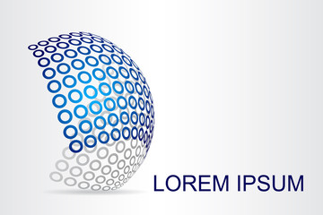 Logo stylized spherical surface with abstract shapes