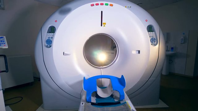 A close look on a computed tomography machine.  